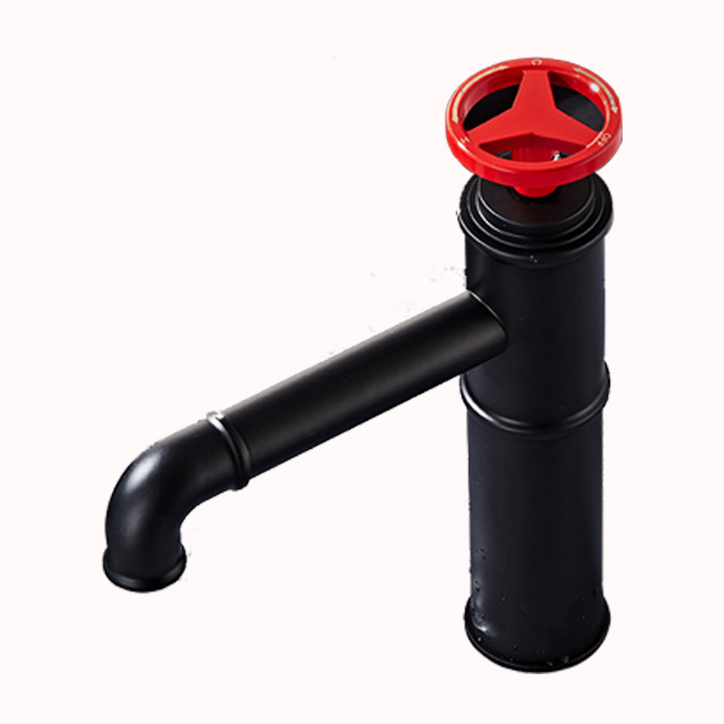 ברז שחור ידית סיבובית אדומה 1