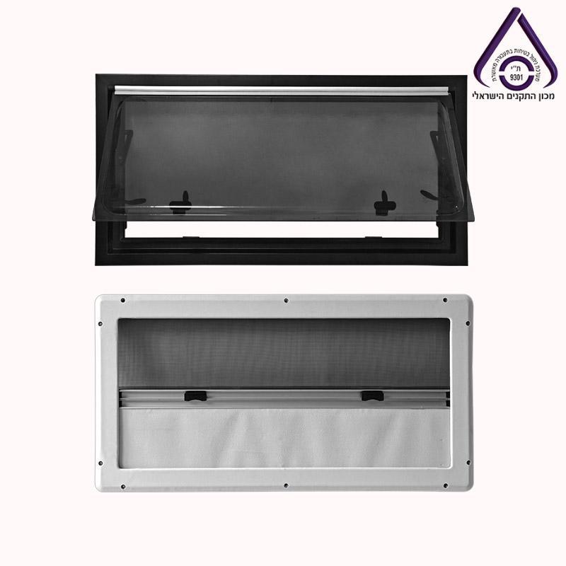 חלון לקרוואן פסיעות פינות ישרות 50*100 1