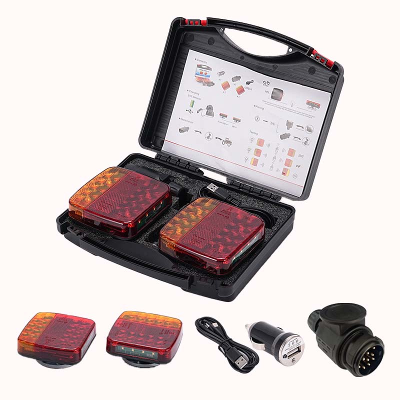 זוג פנסים תאורה אחורית לנגרר חיבור מגנט ללא כבל 1