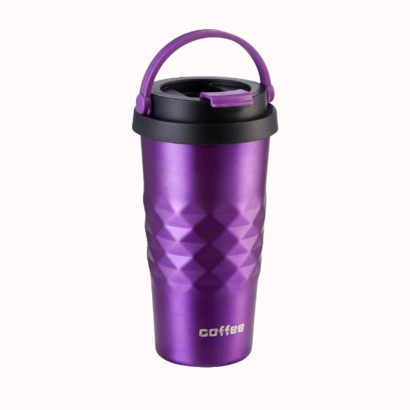 כוס תרמית עם ידית - סגול 1